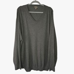 OAK HILL Premium Men's Cotton 5% Cashmere V-Neck Sweater Size 3XL Gray